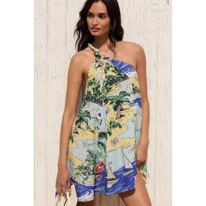 Anthropologie NWT Celandine Linen Blend One Shoulder Mini Dress Medium